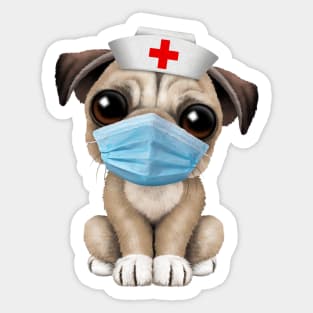 Cute Pug Puppy Nurse Sticker